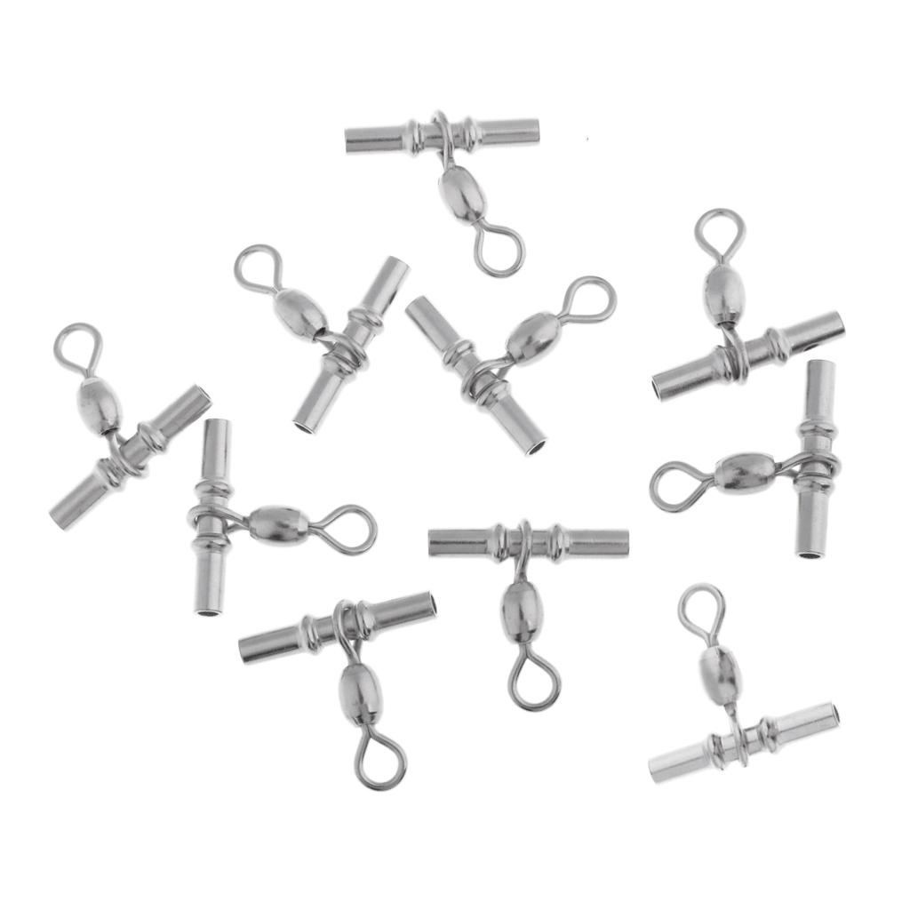 10pcs Fishing Crimp Swivel Cross-line Crane Swivel Tackle Connector