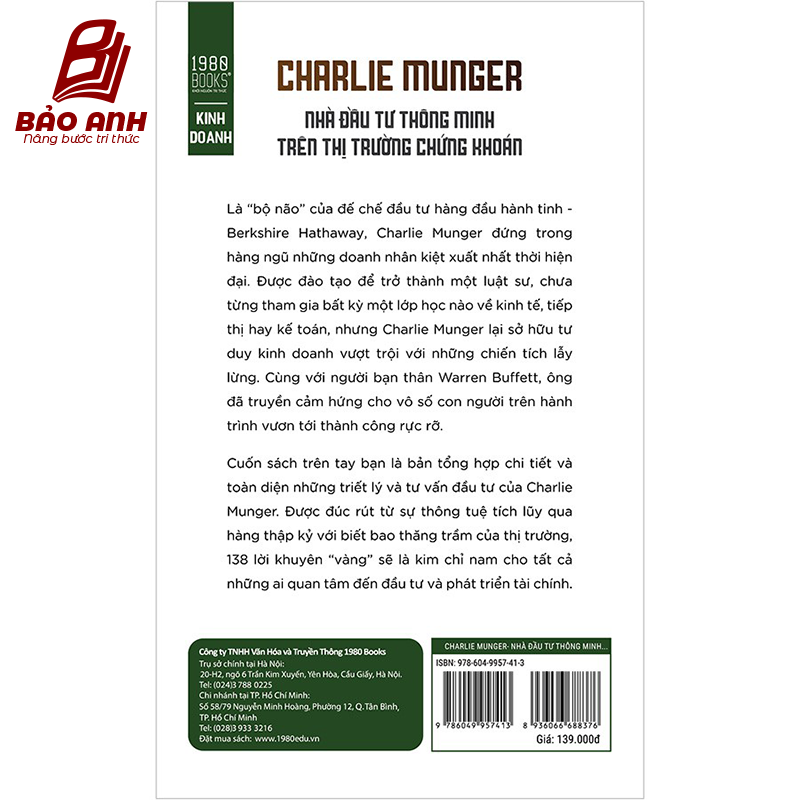 Sách - Charlie munger Nhà đầu tư thông minh trên thị trường chứng khoán - 1980Books