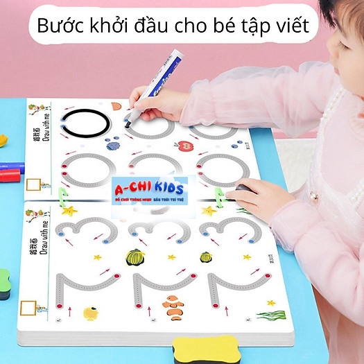 Bộ Đồ Chơi Giáo Dục Montessori , Bộ Viết Nối Xóa Được 64 Trang - Dành Cho Trẻ Từ 2 Tuổi