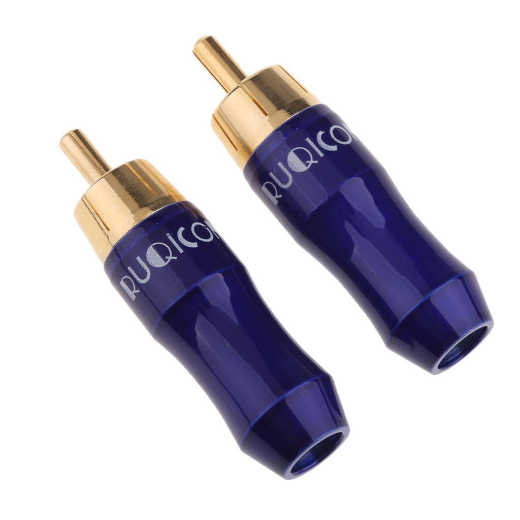 2-piece Gold Plated RCA Male Plug Connector Audio Video Cable Adapter