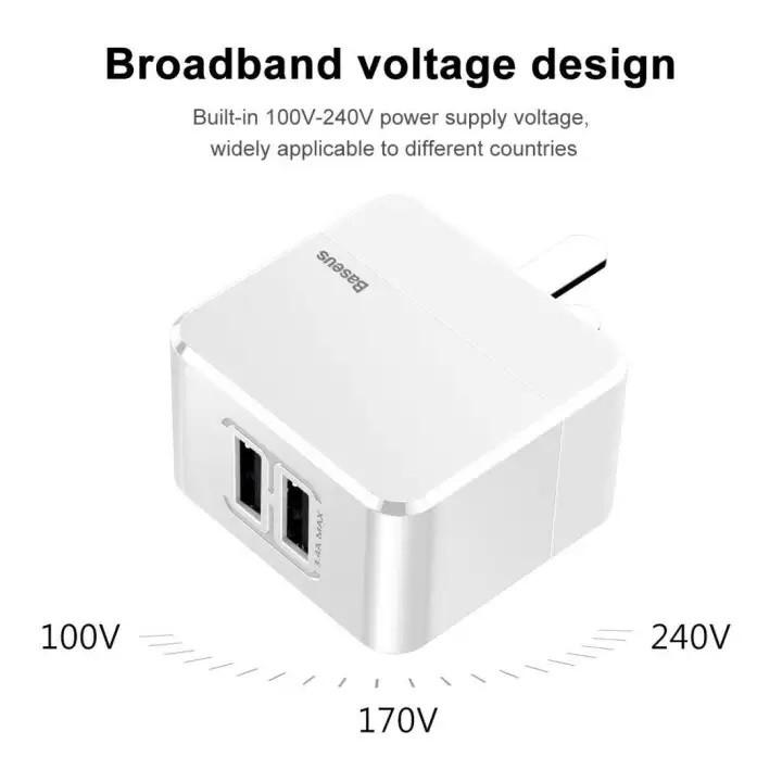 Cốc sạc nhanh cao cấp 2 cổng USB -  Mini Square Dual-U Chager ( 3.4A Max) Baseus - Hàng Chính Hãng