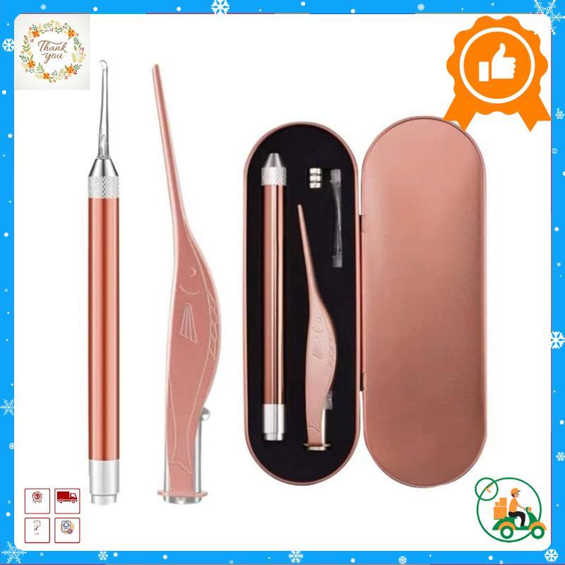 Bộ Lấy Ráy Tai Có Đèn LED INOX Cao Cấp - Lấy Ráy Tai Trẻ Em An Toàn, Tiện Lợi, Vệ Sinh ,Tặng Kèm + 2 Pin AAA + 3 Pin Cúc Áo  - Hàng Chất Lượng