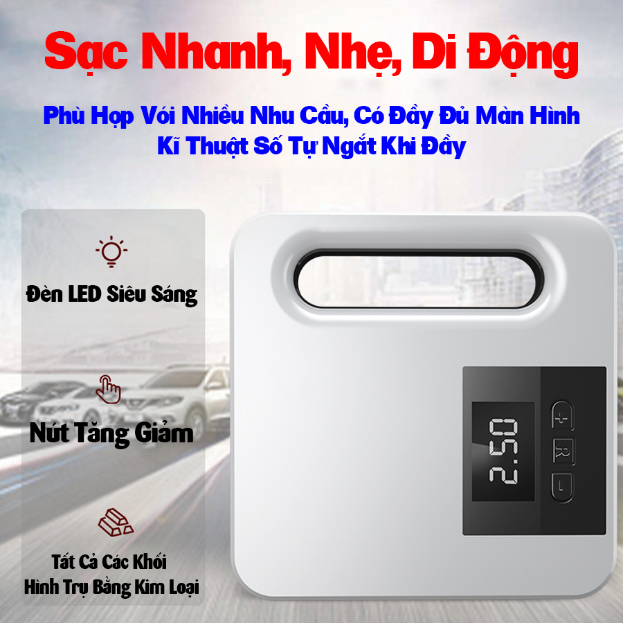 Máy bơm lốp xe ô tô điện tử thông minh tự ngắt Car365 cao cấp màn LCD hiển thị áp suất - Vật liệu cao cấp - Bơm nhanh - Thiết kế nhỏ gọn - CAR44