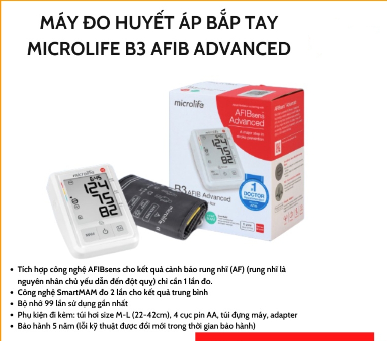 Máy đo huyết áp bắp tay Microlife BP B3 Afib Advance