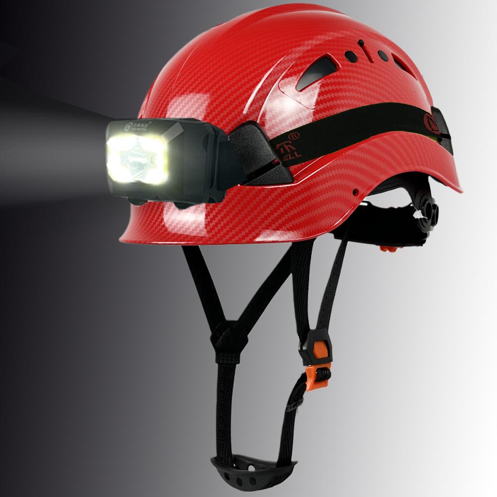 Mũ bảo hiểm an toàn bằng sợi carbon với đèn LED nhẹ abshat ansi công việc công nghiệp
