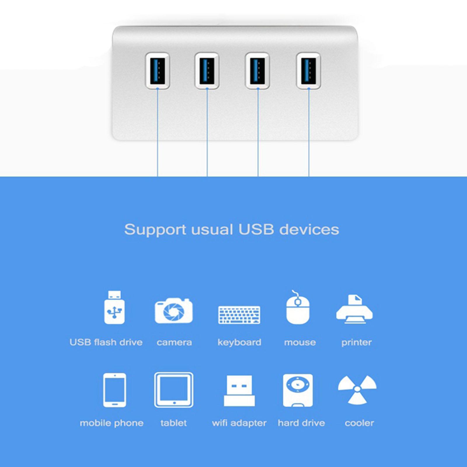 Portable USB 3.0 Hub 4 Port 5Gbps Speed Extender for PC USB Sticks Laptop