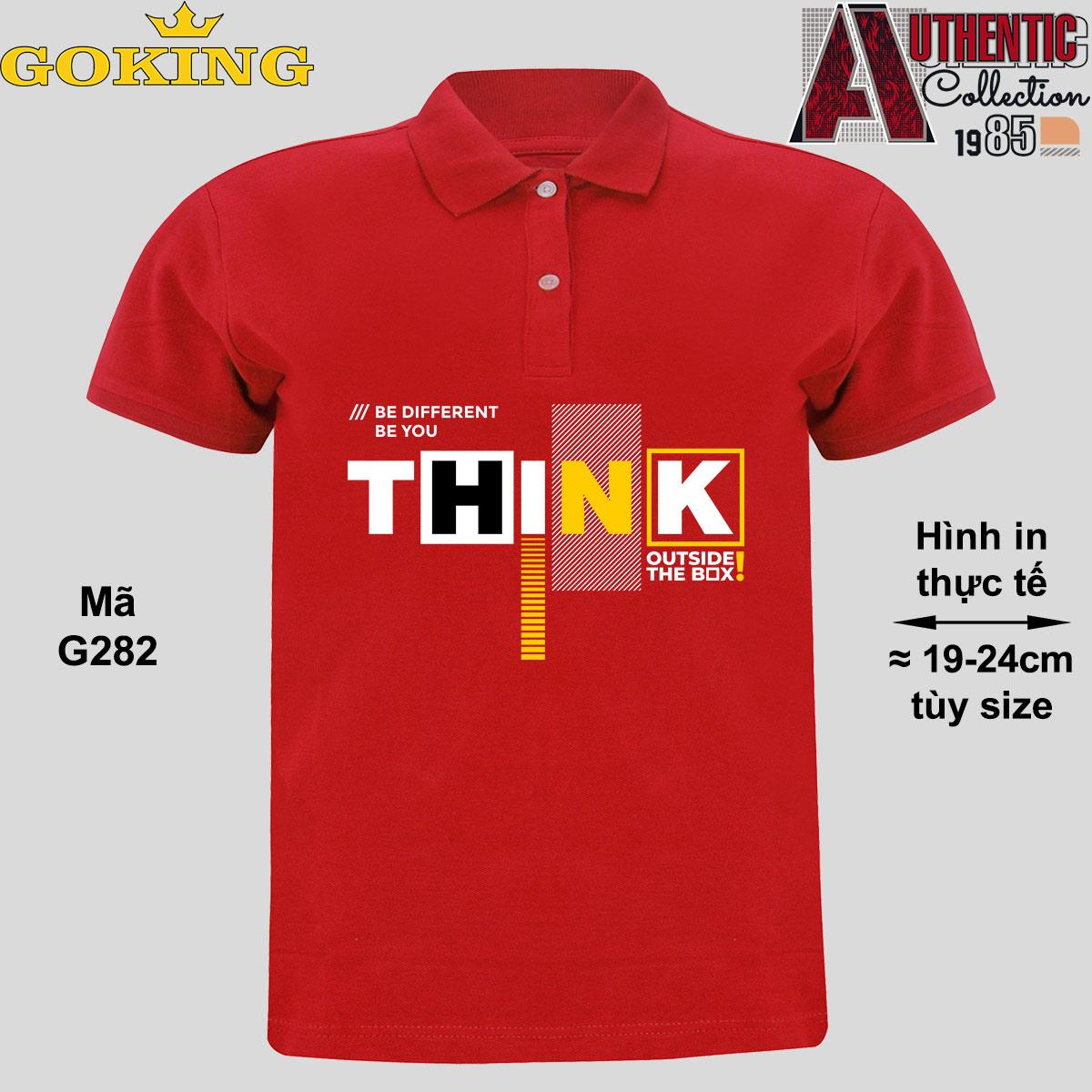 Think Outside The Box, mã G282. Áo thun polo Goking, form unisex cho nam nữ, đội nhóm, công ty. Áo phông cổ bẻ đồng phục cao cấp, vải cá sấu 3D