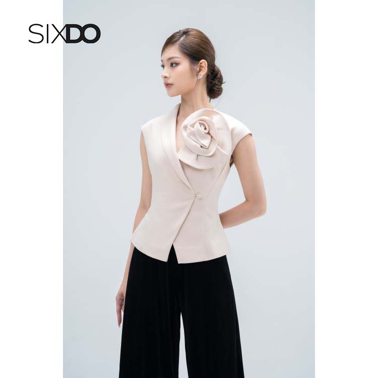 Áo vest nữ phối hoa thủ công sang trọng SIXDO