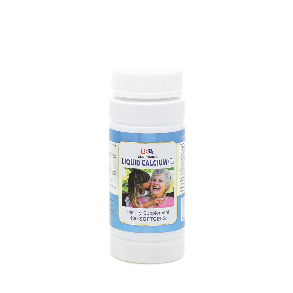 Liquid Calcium D3 USA Pharma – Viên uống bổ sung Calci và vitamin D3 - hộp 100 viên