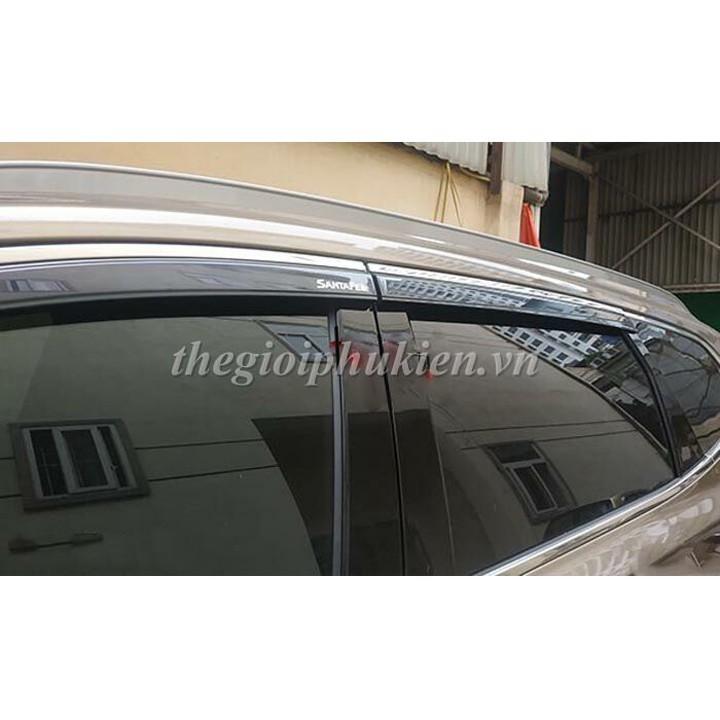 Bộ vè che mưa Hyundai Santafe 2019 chỉ mạ Crom cao cấp
