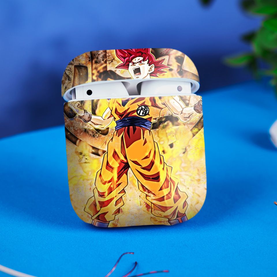 Miếng dán skin chống bẩn cho tai nghe AirPods in hình Dragon Ball - Goku 3 - 7vnr52 (bản không dây 1 và 2)