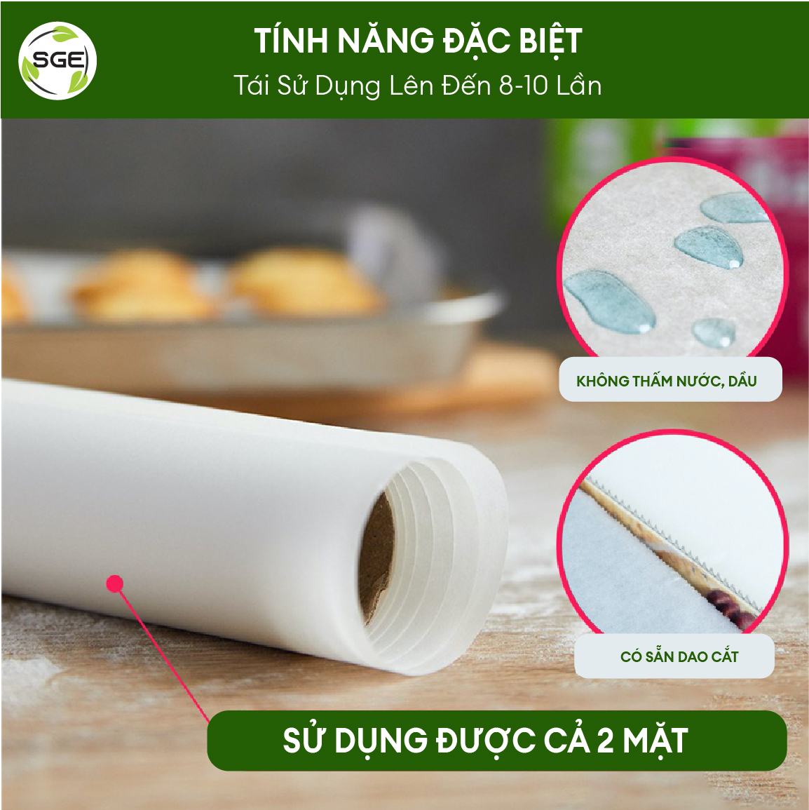 Cuộn Giấy Nến/ Giấy Nướng Bánh PP, Sử Dụng Đa Mục Đích Nướng Bánh, Hấp Bánh, Lót Nồi, Thấm Dầu Cực Tốt, Chịu Được Nhiệt Độ Tới 250 Độ . Cuộn Dài 500cm đến 2000cm, Có Đi Kèm Lưỡi Dao Cắt Tiện Dụng. Hàng Nhập Khẩu Chính Hãng Thailand