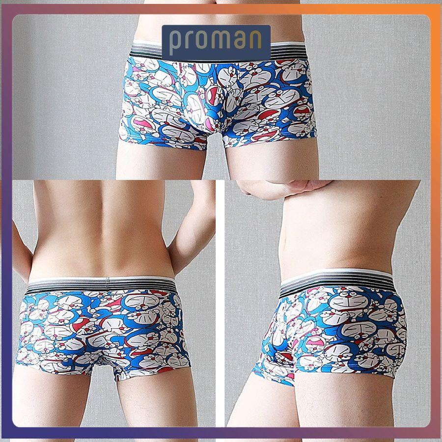 Quần lót nam in hình doremon, Quần sịp nam đùi sịp hình Cotton hoạt hình co dãn 4 chiều SIH02 - PROMAN