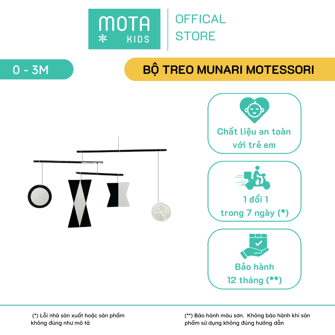 Đồ chơi treo di động kích thích thị giác cho bé từ 0-3 tháng Montessori Mota - Giảm thiểu tật khúc xạ - Hàng chính hãng