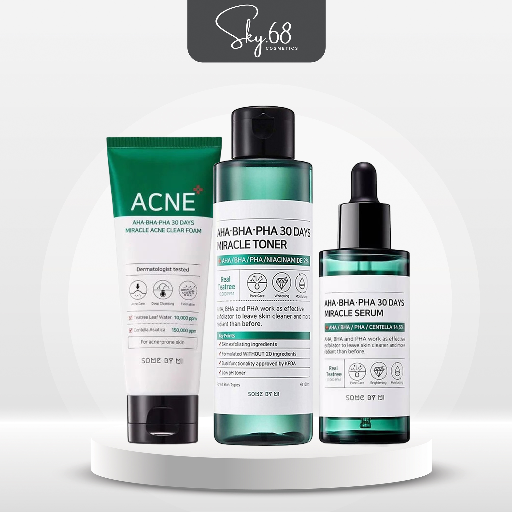 Bộ 3 SP Hỗ Trợ Giảm Mụn Some By Mi AHA-BHA-PHA 30 Days Miracle