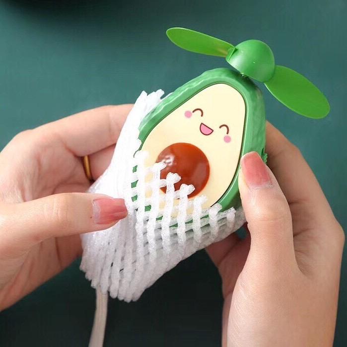 Quạt cầm tay Mini quả bơ  quạt mini sạc tích điện tặng kèm dây đeo