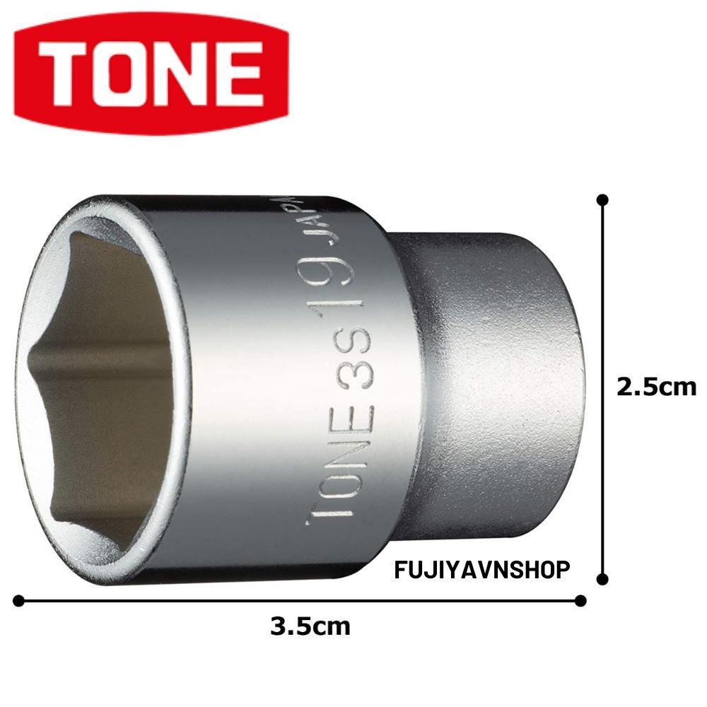 Đầu tuýp 6 cạnh ngắn Tone HP3S-19 ra đầu lục giác 19mm