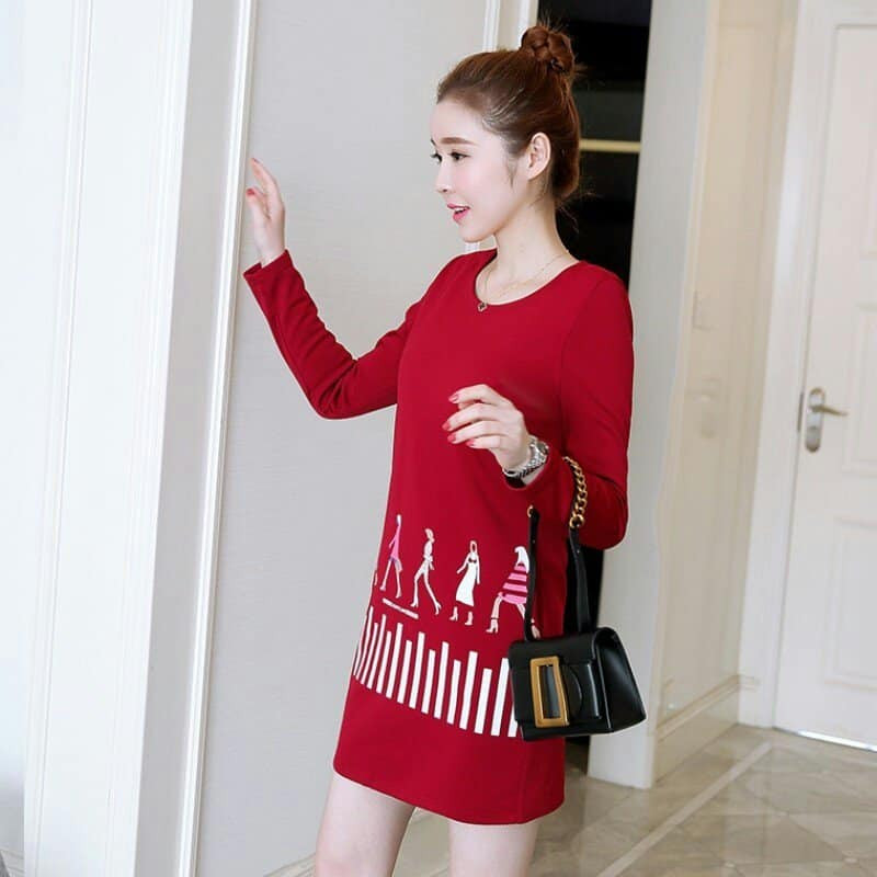 Đầm bầu thu đông tay dài có túi dm19082011