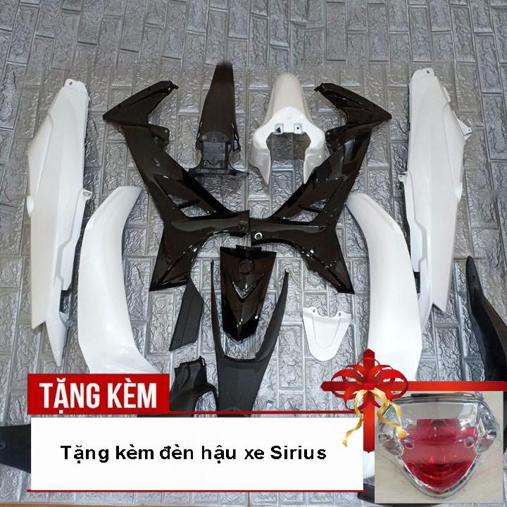 Dàn áo xe dành cho SIRIUS , nhựa ABS nguyên sinh cao cấp màu TRẮNG phanh cơ kèm Củ hậu xe Sirius