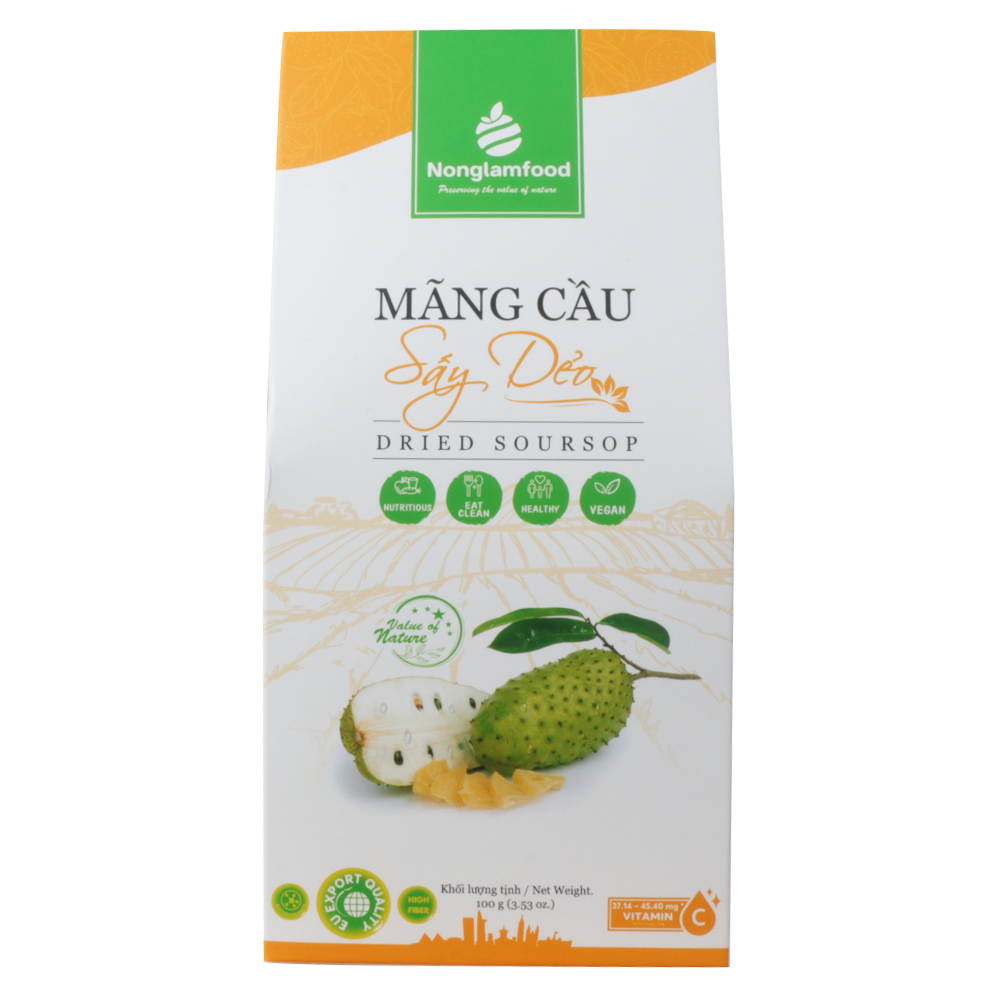 Combo 10 hộp Mãng cầu sấy dẻo Nonglamfood hộp 100g | Giảm cân, đẹp da, giữ dáng hiệu quả, ăn vặt healthy snack