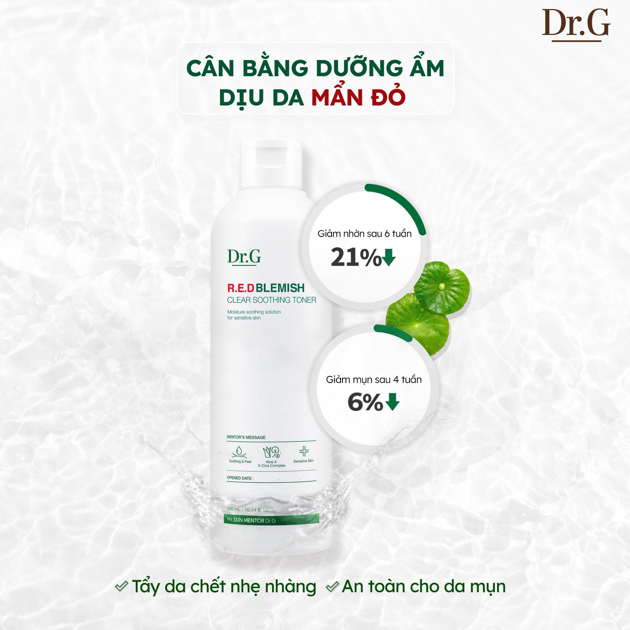 Nước Cân Bằng Dr.G 300ml Dưỡng Ẩm, Làm Dịu Da R.E.D Blemish Clear Soothing Toner 300ml