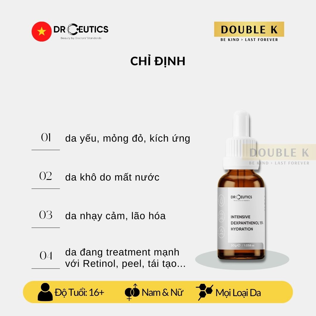 DrCeutics Intensive Dexpanthenol 15% Hydration - Siêu Dưỡng Ẩm, Phục Hồi Da Cho Da Khô, Treatment - Double K