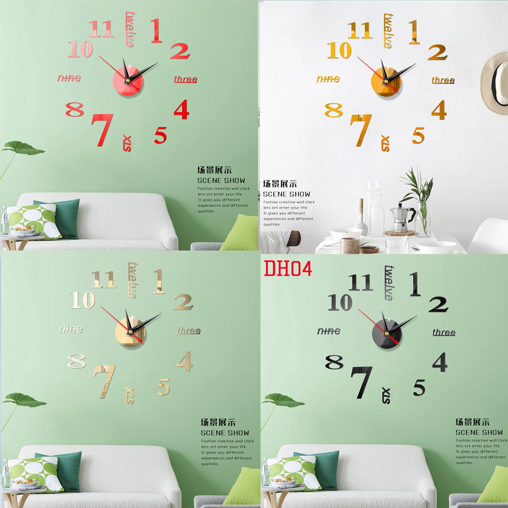 Đồng hồ treo tường 3D tự lắp ráp phong cách Châu Âu hiện đại đang HOT DH04 Đồng hồ số