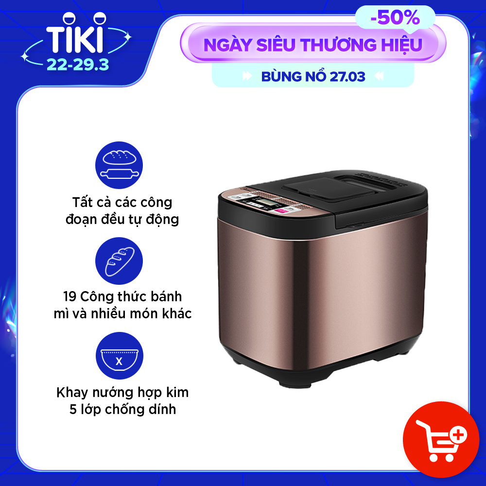 Máy làm bánh mì tự động MIDEA MM-ESC1510 dùng trong gia đình Hẹn giờ 13 tiếng 19 thực đơn bánh mứt sữa chua kẹo Hàng Chính Hãng