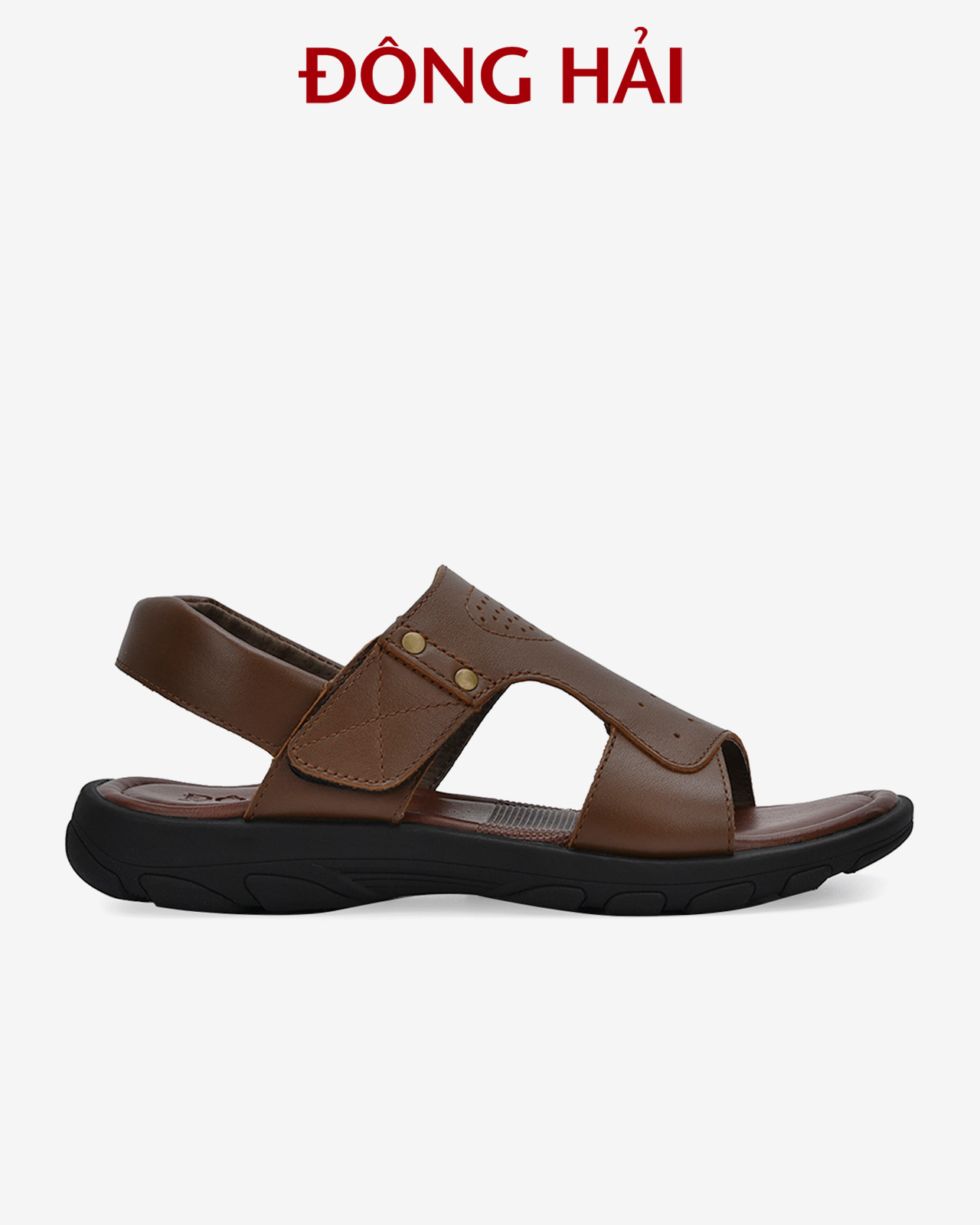 Sandal nam Đông Hải chất liệu da bò cao cấp quai ngang thiết kế dán tiện lợi đế cao 3cm mạnh mẽ nam tính - S3211