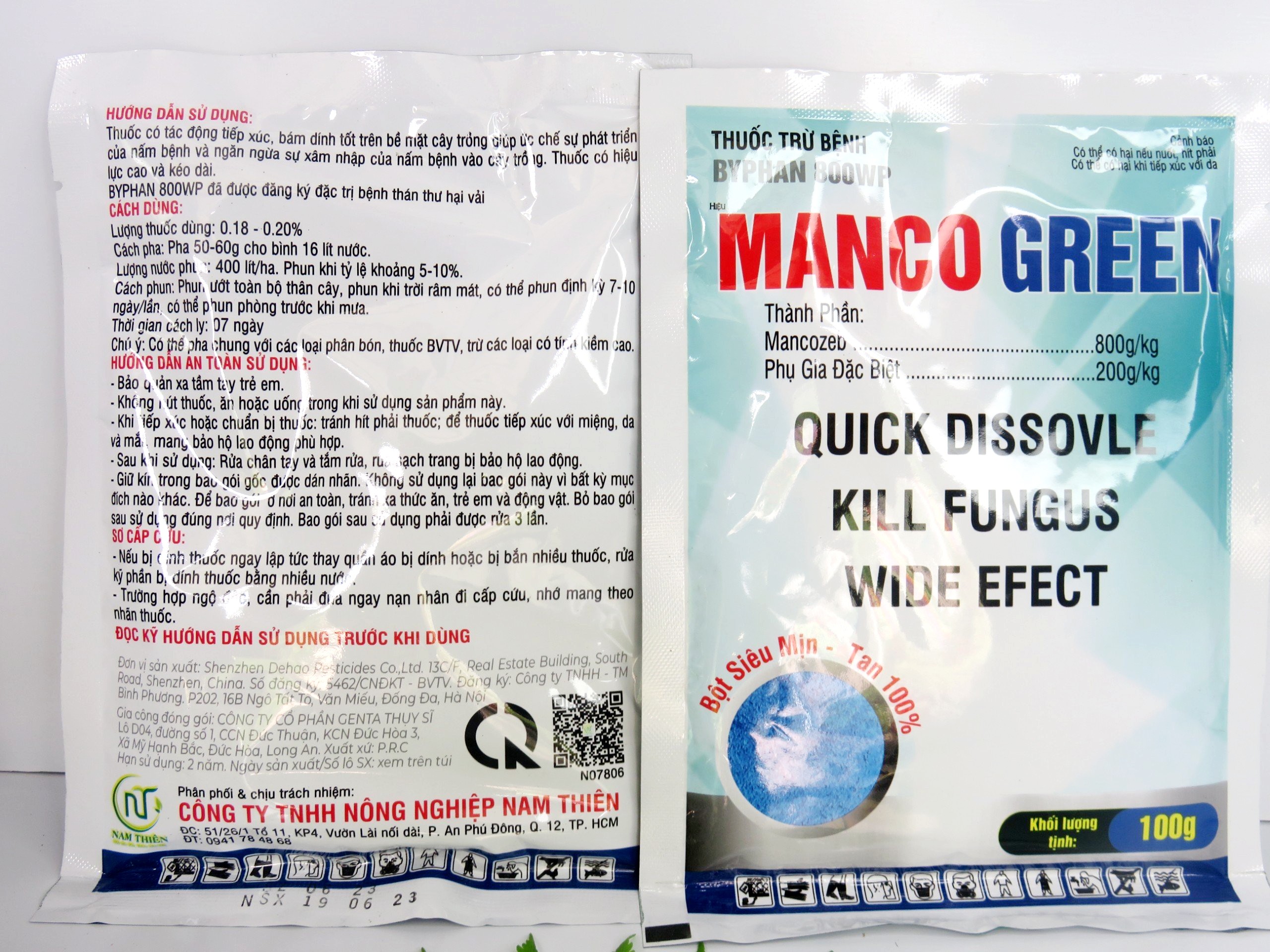 THUỐC TRỪ NẤM BỆNH MANCOZEB XANH GÓI 100GAM VÀ 1KG - ĐỘ BÁM DÍNH CAO, XANH LÁ, CỨNG CÂY