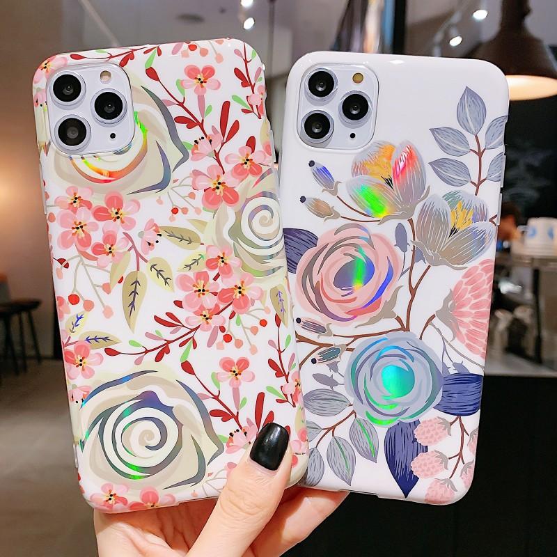 Ốp Iphon hình hoa lá ánh sáng xanh lấp lánh cho X/XS/XSMAX/11/11PROMAX/12MINI