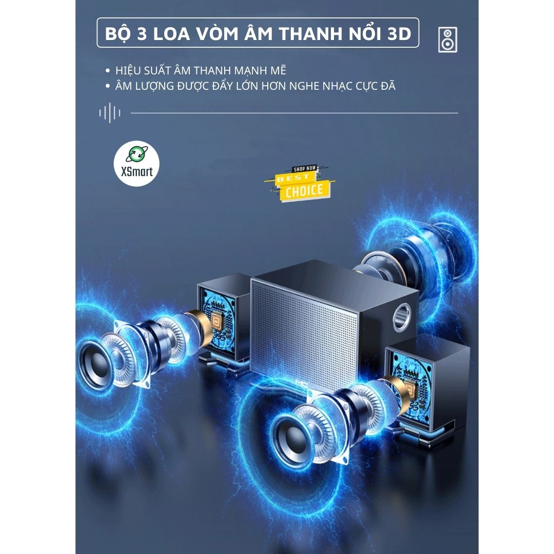 Loa vi tính bluetooth để bàn cho máy tính laptop pc MC S511 SUPER BASS có dải led, âm thanh vòm 3D, thiết kế siêu đẹp- Hàng Chính Hãng