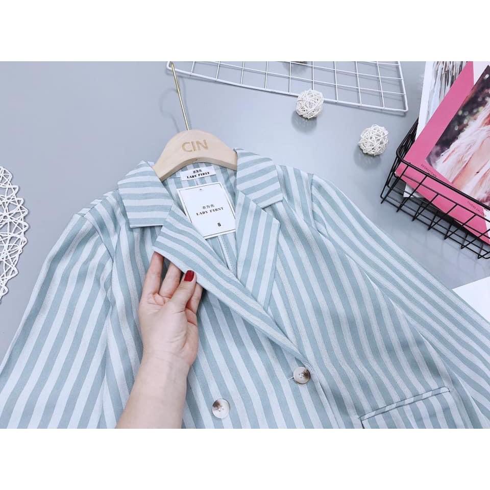 áo blazer nữ kẻ sọc hàn quốc cá tính coco land ulzzang