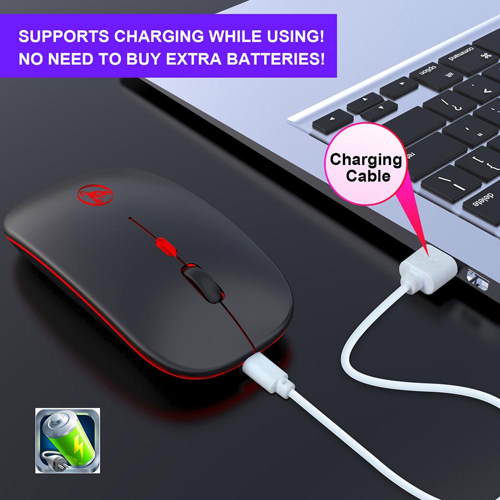 Chuột chế độ kép HXSJ T18 không dây 2.4G với DPI có thể điều chỉnh cho máy tính xách tay