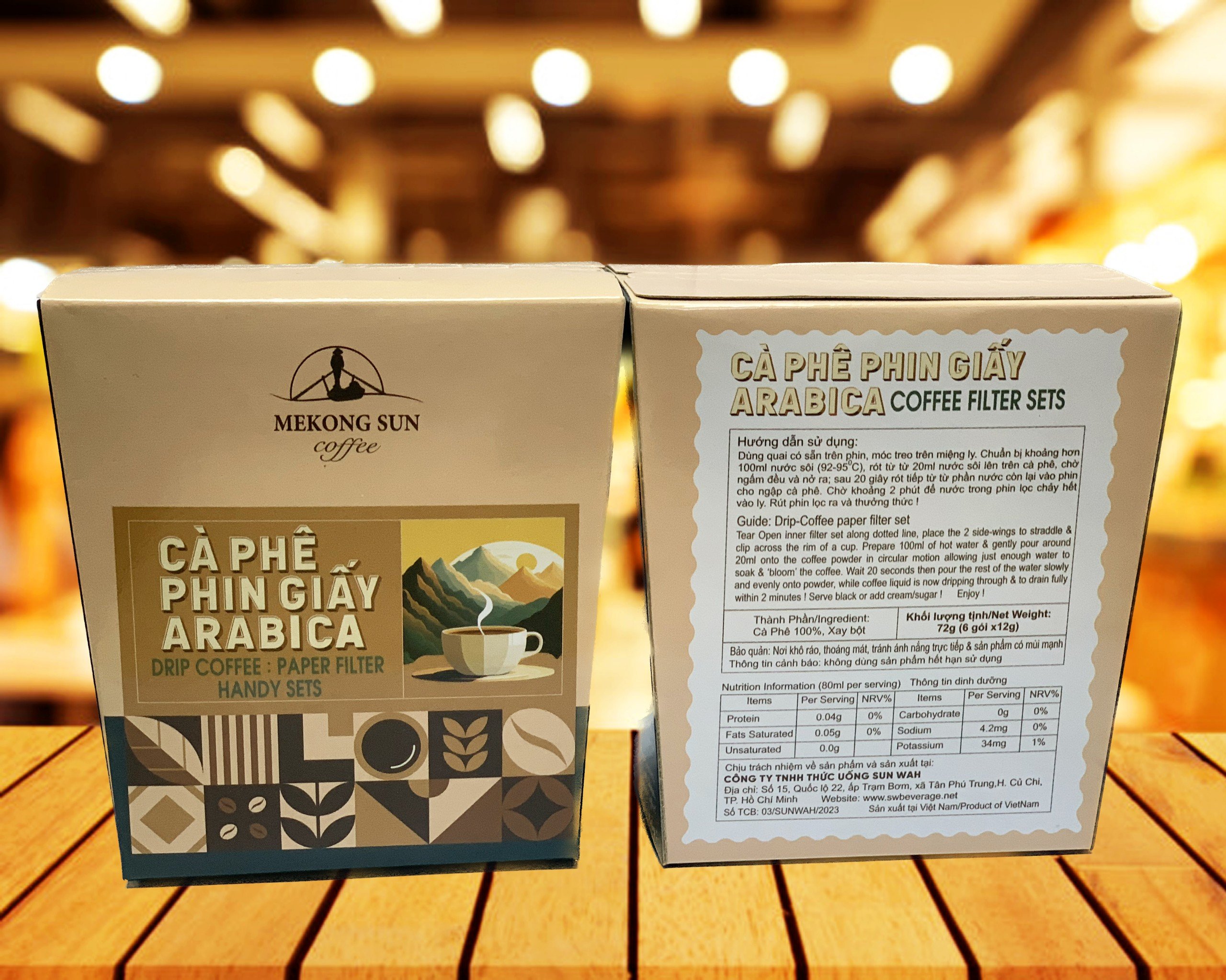 Cà Phê Phin Giấy, Arabica -  Mekong Sun ( Hộp 6 gói x 12g)