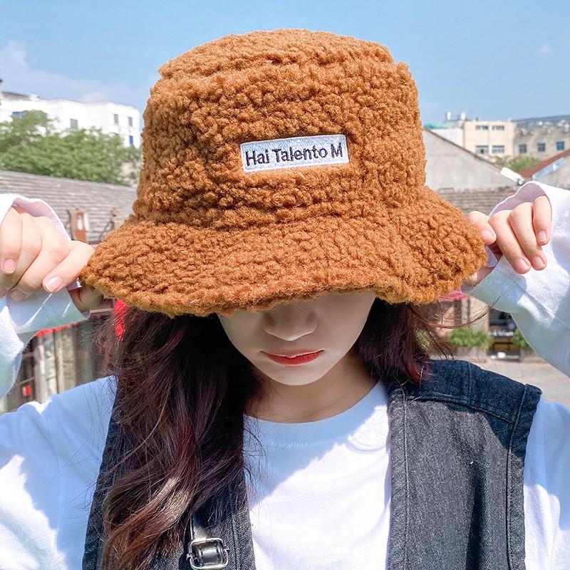Mũ bucket mũ lông cừu xinh xắn Beeblanc nón bucket nữ phong cách Hàn Quốc mềm mại