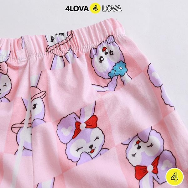 Bộ quần áo thun cộc tay cho bé hoạt hình unisex 4LOVA chất cotton lạnh mềm, mát hàng chính hãng