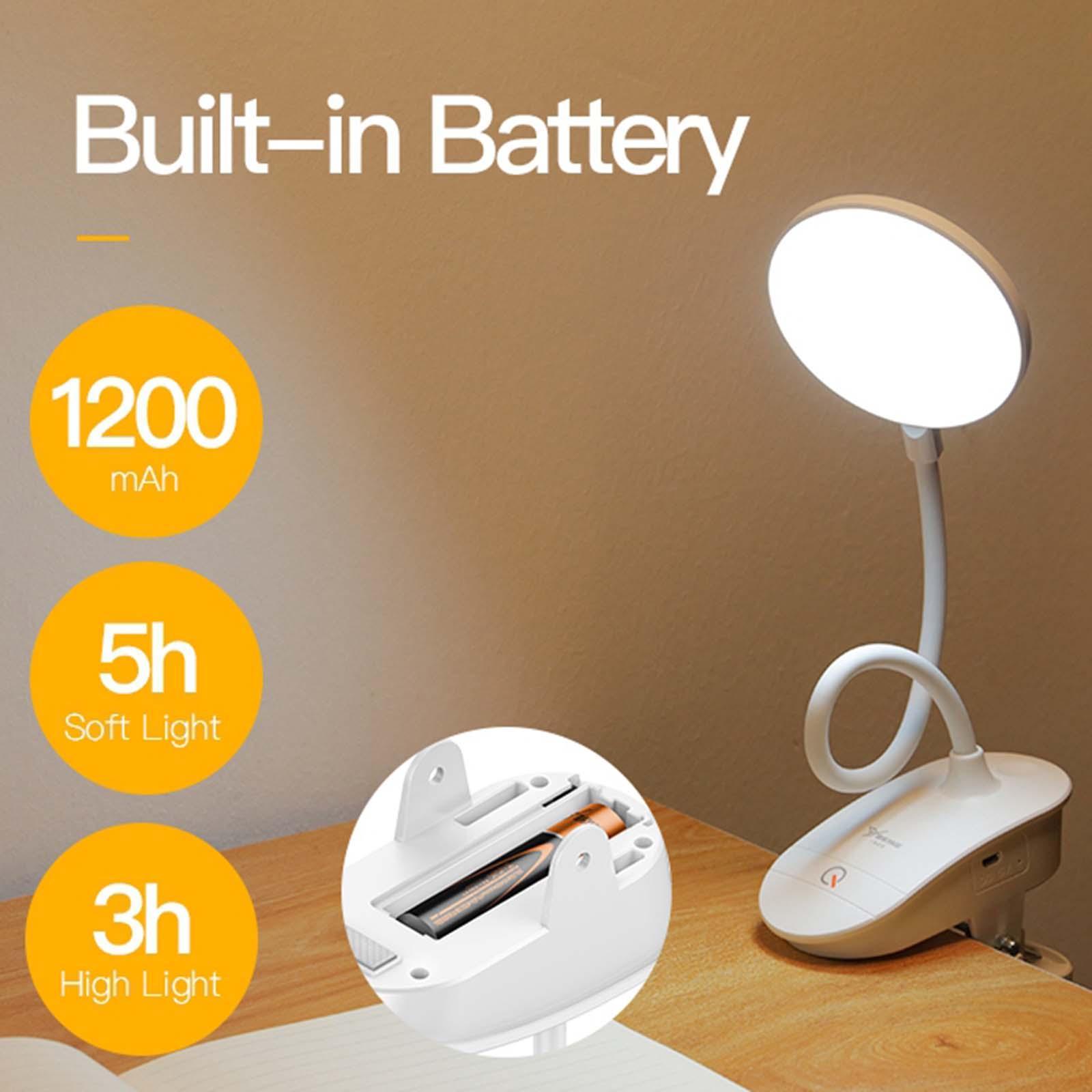 USB Clip On   Desk Lamp Dimmable Bed LED Night   Lamp White