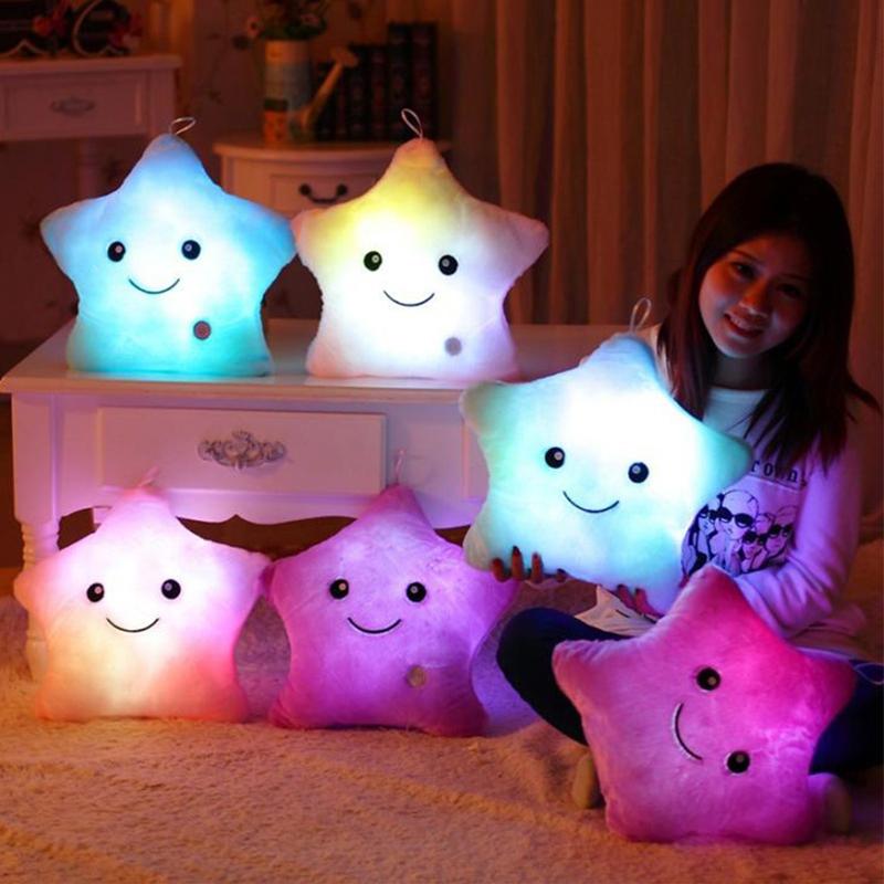 Dễ Thương Ngôi Sao Nhiều Màu Sắc Món Đồ Chơi Sang Trọng Phát Sáng Đệm Ngôi Sao Năm Cánh Dạ Quang, Gối Trang Trí Sáng Tạo Gối Đồ Chơi trẻ Em