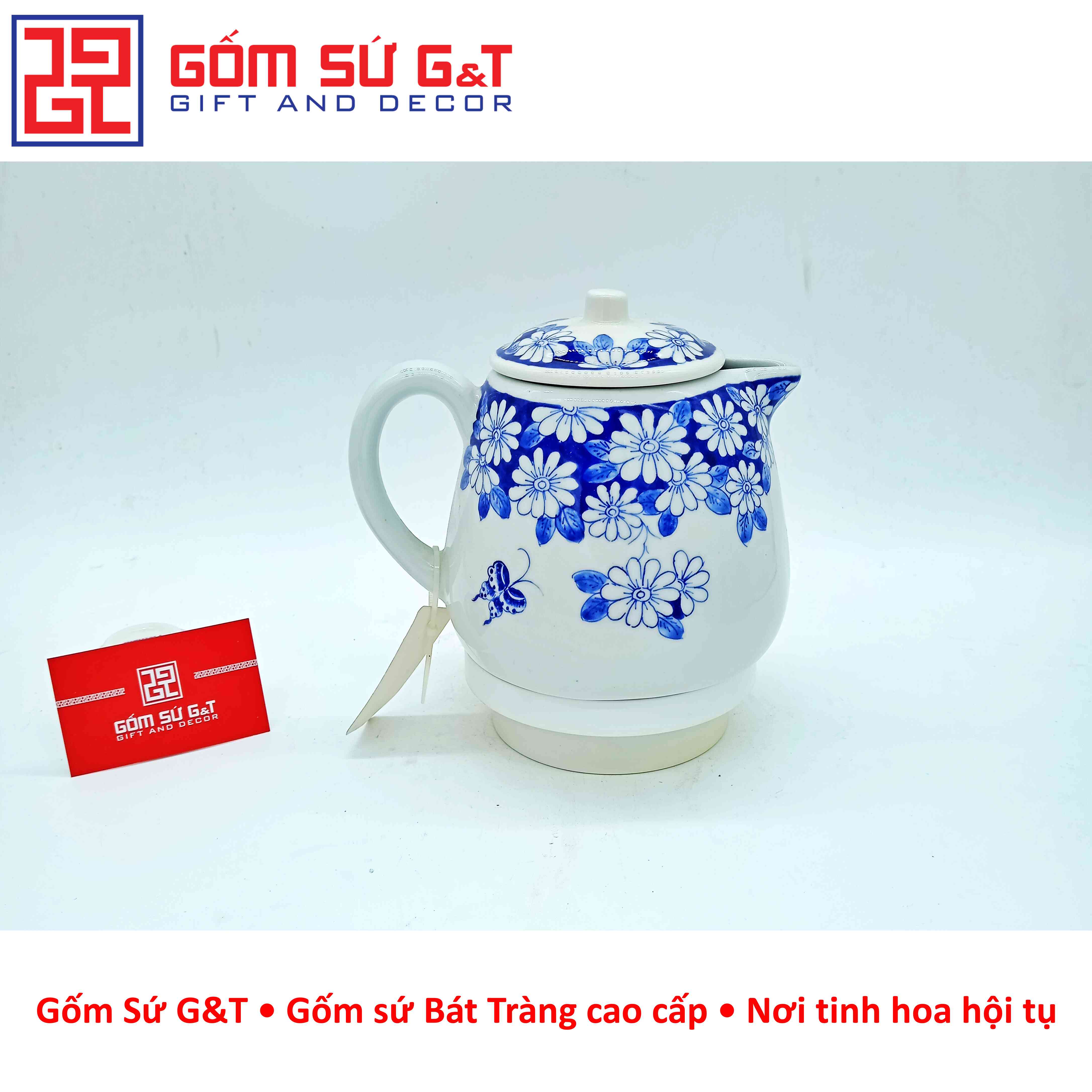 Bộ tích trà vẽ hoa đại thanh xanh Gốm Sứ G&amp;T