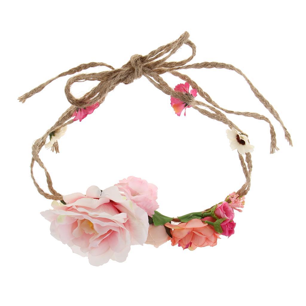 Peony Flower Handmade Headband Hair Wreath Floral Garland Headpiece Women