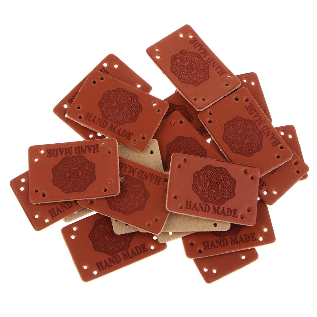 20 Miếng PU Leather Nhãn Handmade Tag Nhãn Embellishments Đồ Trang Trí