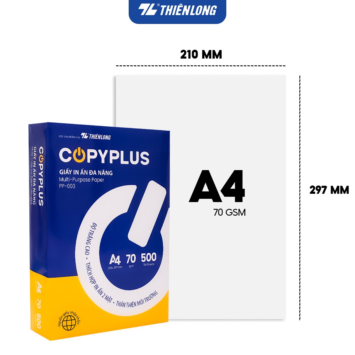 Combo 5/10 Ream giấy A4 70 gsm Thiên Long Copy Plus PP-003 (500 tờ) - Hàng nhập khẩu