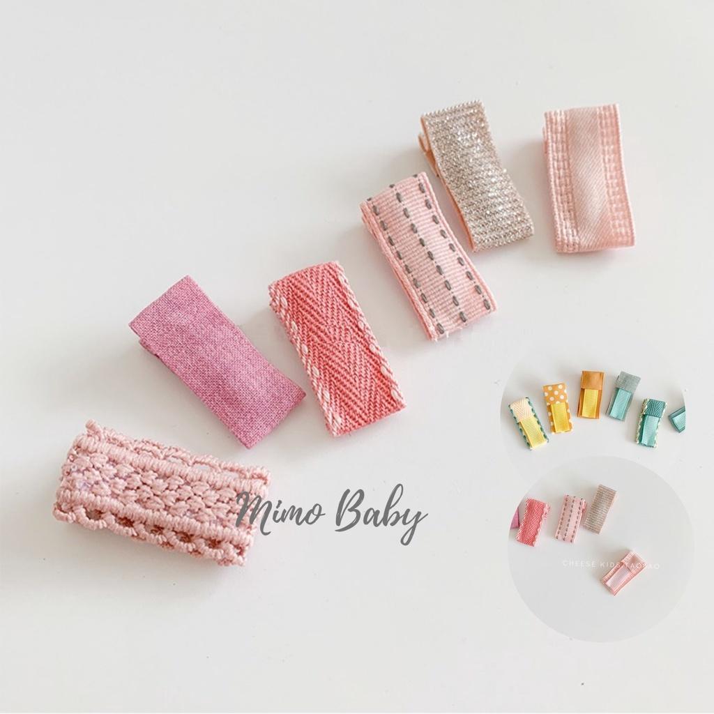 Set 6 kẹp tóc bọc vải phong cách vintage đáng yêu cho bé gái Mimo baby KT14