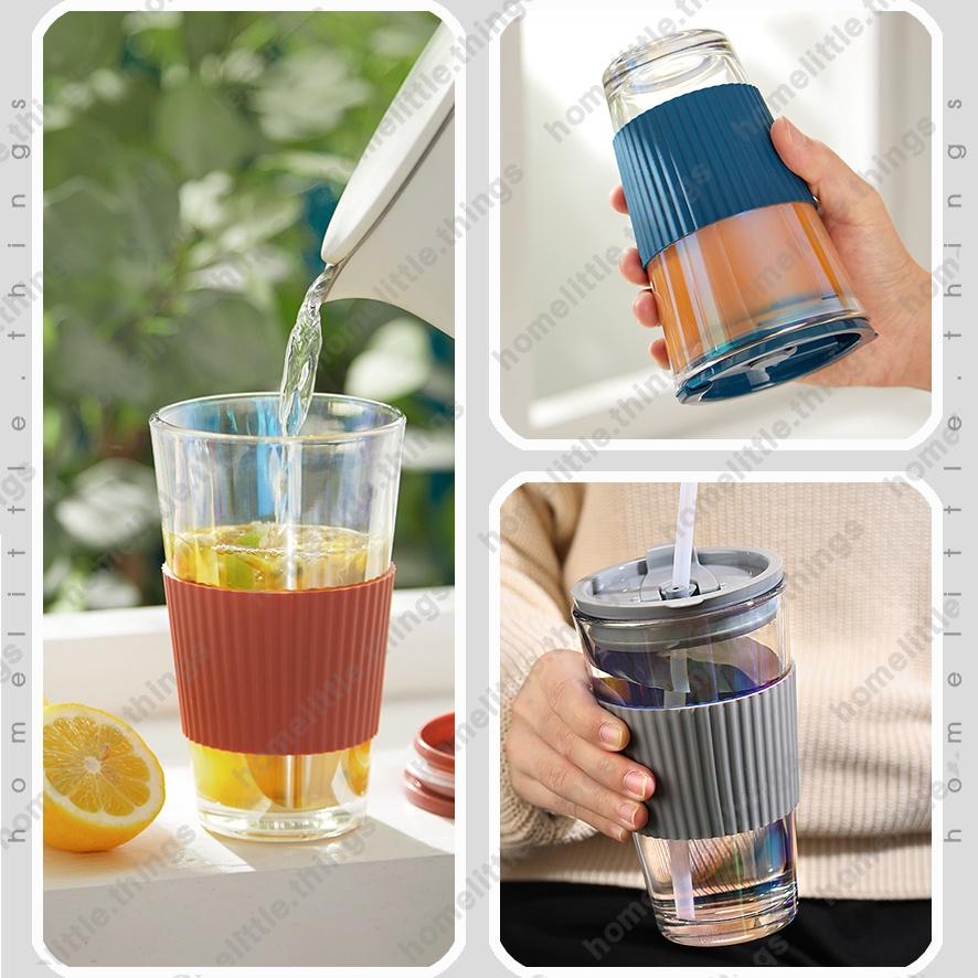 Ly, cốc thủy tinh đựng nước có nắp đậy kín mang đi 450ml