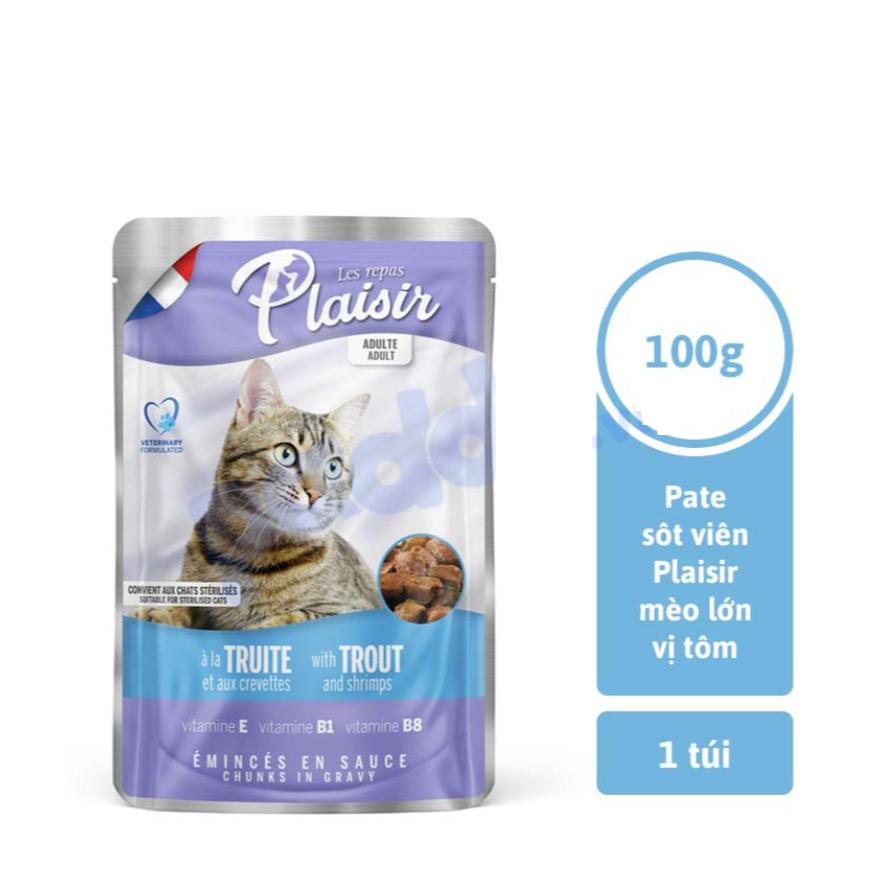 160Gram Pate Pawsome cho MÈO, Pate MÈO Sốt Viên Plaisir đủ loại, Pate của Pháp dành cho Thú Cưng