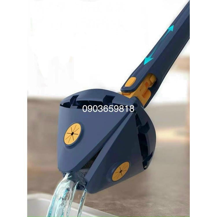 Cây Lau Nhà Tam Giác - Cây Lau Kính Lau Trần Xoay 360 Độ Đa Năng Tiện Dụng Tự Vắt - Tặng Kèm Miếng Lau Thay Thế