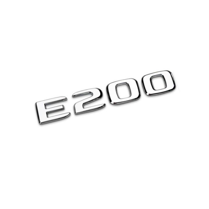 Decal tem chữ Inox dán đuôi xe ô tô Mercedess E200 và E300