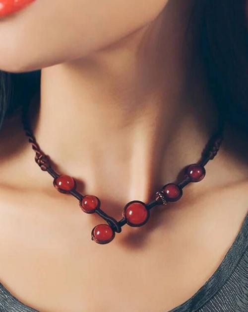 Vòng đeo cổ dây chuyền mã não đỏ cao cấp VN14