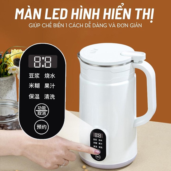 Máy làm sữa hạt mini XUTAOTAO dung tích 800ml, màn hình hiển thị LCD, chức năng hẹn giờ thông minh